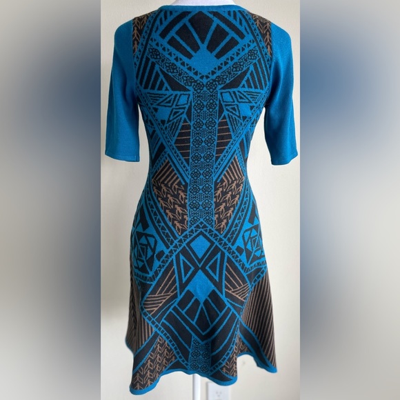 ANTHROPOLOGIE FLYING TOMATO KNIT PULLOVER DRESS, BROWN/TEAL/SZ M - Picture 10 of 10